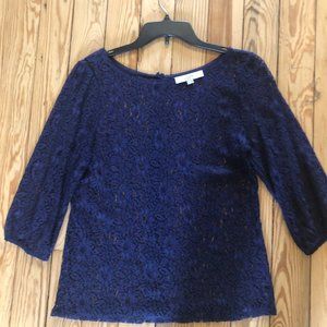 LOFT LIKE NEW Navy Lace Top